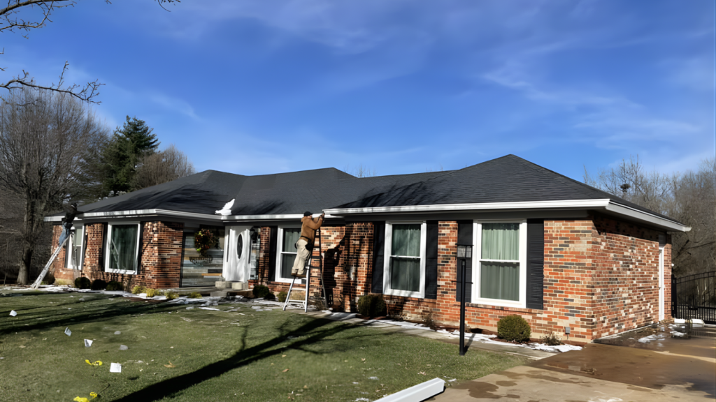 Roof repair scams Missouri showing warning signs of storm contractor fraud and homeowner protecting property after severe weather