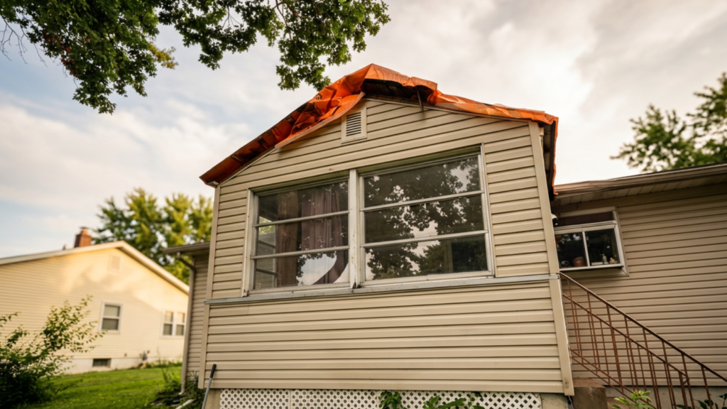 temporary storm roof repair by rc-roofing washington mo