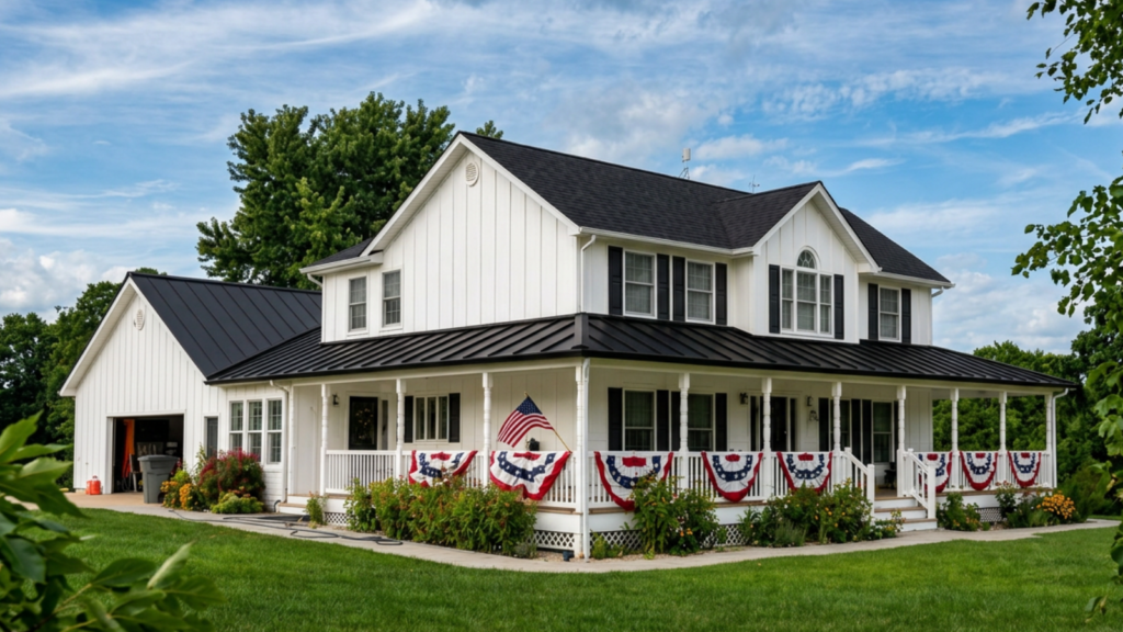 Professional metal roofing Washington MO installation on a residential home featuring durable standing seam metal panels for long-lasting weather protection.